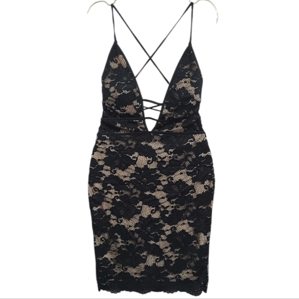Trac Black and Cream Lace Dress